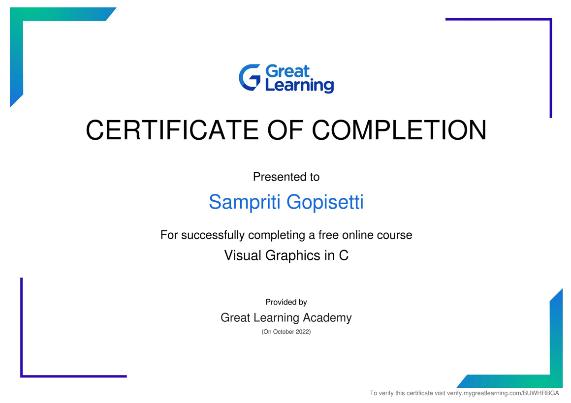 Visual Graphics in C, Great Learning